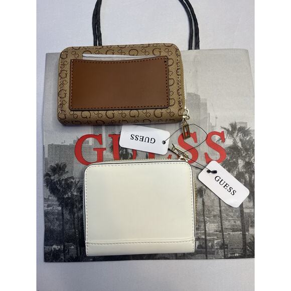 Set Of 2 Brand New Guess Wallets With Tags. White With Gold Logo, Brown W/Gold - Picture 2 of 6